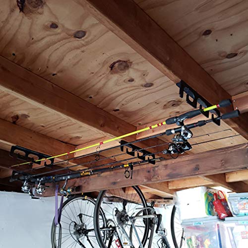 Ceiling Rod Rack Fishing Rod Rack Storage for Ceiling or Wall-Ultra Sturdy Strong Weatherproof Indoor and Outdoor Us, Holds 6 Rods