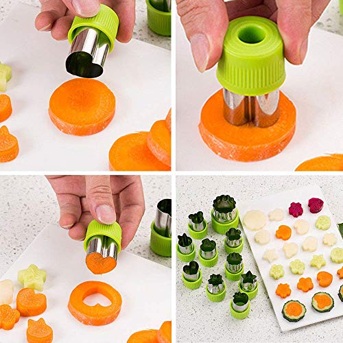 12 Pcs Stainless Steel Cookie & Vegetable & Fruit Cutters Shapes Sets, Mini Cookie Stamp Mold, Sandwich Cutters For Kids Baking+10 Pcs Cute Cartoon Animals Food Picks And Forks Color Random #TOP4