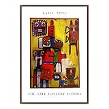 A.P.J. ポスター額装(現代アート) カレル・アペル 問いかける子供達1946 A2925 グラーノフレームダークブラウン