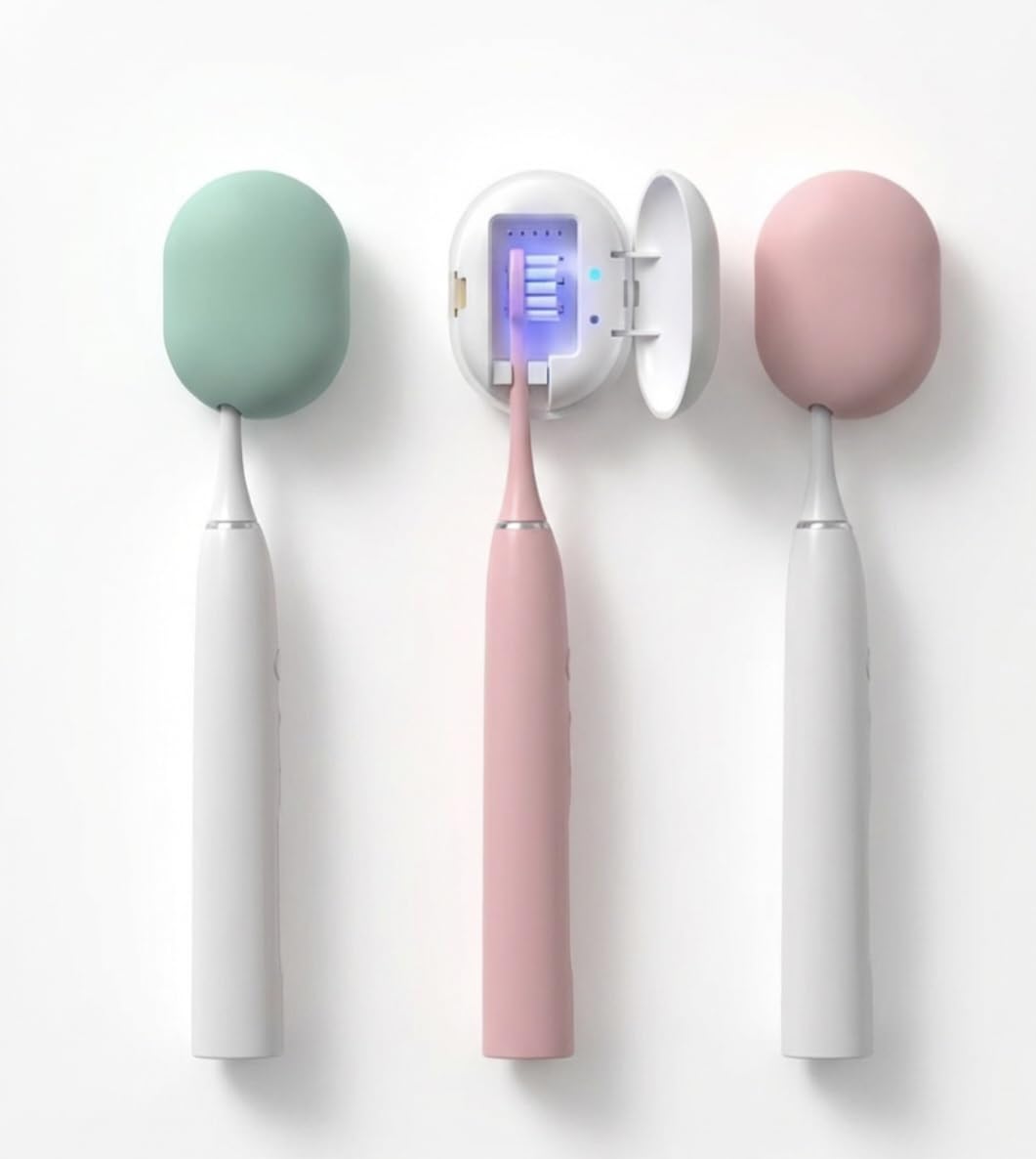 Toothbrush Sanitizer (pink) Portable/Wall Mounted USB charging UVC protection