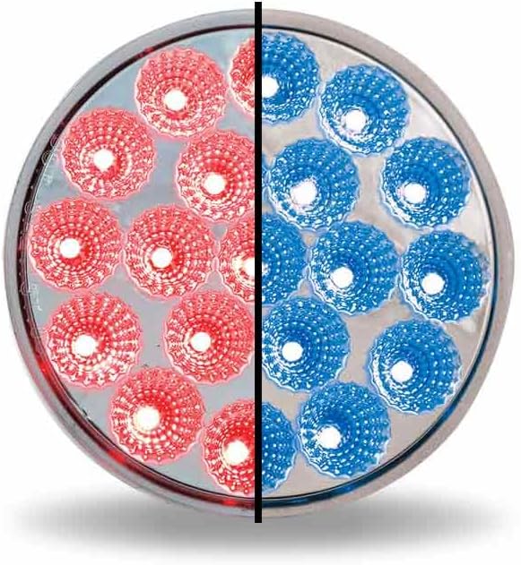 TRUX TLED-4XRB Stop, Turn & Tail Light, Dual Revolution, 4", Red/Blue, Led