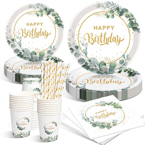 MORAINJAY 53-teiliges Blumen-Partygeschirr Set Für 16 Personen - Wilde Blumen Muster Für Geburtstag, Hochzeit & Babyparty