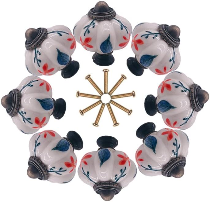 10x Ceramic Porcelain Knob and Handles Pumpkin Shaped Children Room Hardware Drawer Cabinet Knobs for Kids/Children - (Color: Model A)