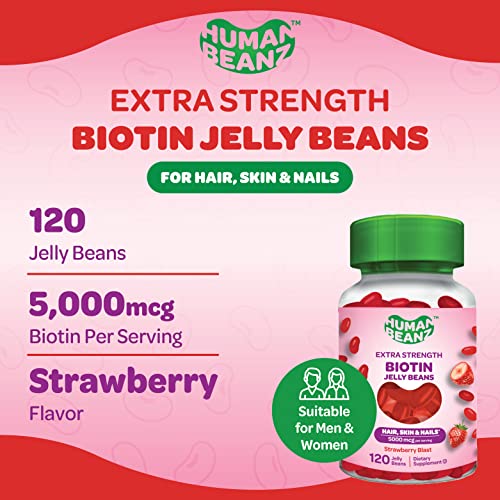 Human Beanz Jelly Bean Gummy Vitamins Bundle, Biotin Extra Strength, 5000Mcg, Strawberry Blast + Multivitamin With Zinc, Berry Blast, For Men And Women, 120 Gummies Each, Kosher #TOP2