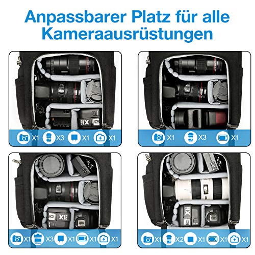 Kamerarucksack BAGSMART Fotorucksack mit Diebstahlschutz, mit wasserdichter Regenhülle, für DSLR und SLR Kameratasche… – Bild 4