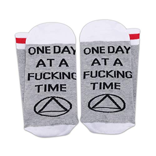 2PAIRS Sobriety Gift Addiction Recovery Gift AA Gift NA Gift One Day at a Fucking Time AA NA Recovery Sobriety Gift Socks3