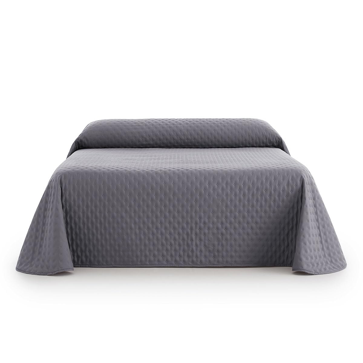 Lanovenanube Colcha bouti Nature, con Relleno de 90 gr/m2. Medida Cama 150 (250x270 cm). Tejido de Tacto Suave con Ligero Acolchado y Reversible. Color Gris