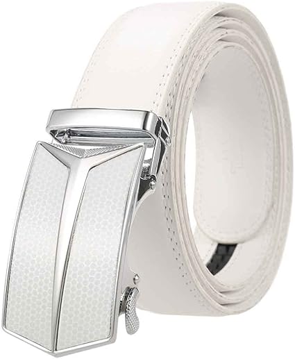 Amazon Co Jp メンズベルトレザーラチェットベルトメンズ51 2インチ幅ブラック自動バックルベルト 白 ホビー