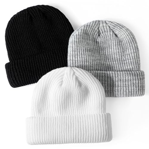 Image of Glooarm 3 Pack Baby Beanie Toddler Boys Girls Beanie Knit Warm Winter Hats Newborn Infant Cuffed Caps, 0-5 Years