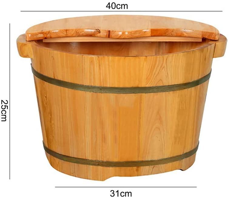Balde artesanal para spa y baño de pies de madera miniatura 2