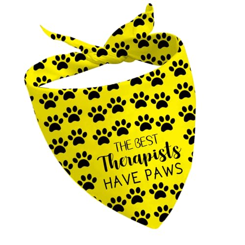 CENWA 1 Piece The Best Therapist Have Paws Therapy Dog Bandana Professional Therapy Dog Bandana Working Dog (best therapist UK)