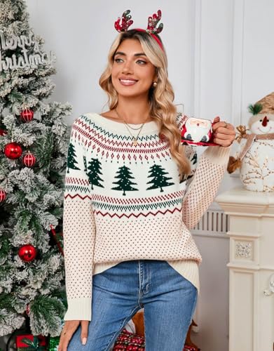 Image of Women's Vintage Fair Isle Pullover Sweater Lightweight Knit Tops