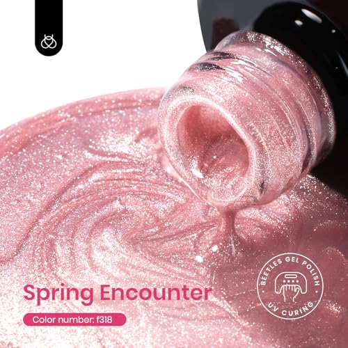 Image of Beetles Pink Cat Eye Gel Nail Polish - 15ML Gel Polish Light Shimmer Glitter Gel Polish with Magnet Soak Off UV Spring Encounter Nail Art Design Manicure Gifts for Women