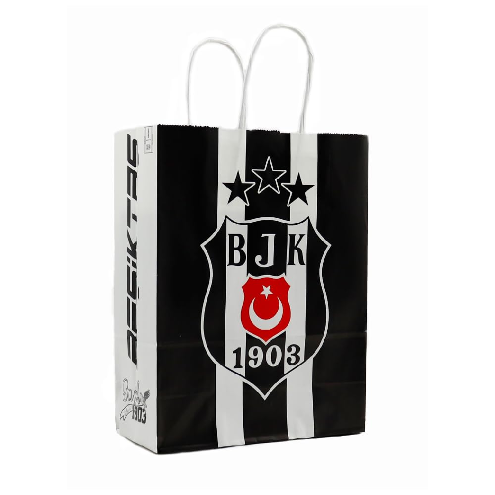 18x24 CM Beşiktaş Temalı Lisanslı Kağıt Çanta (2 Adet) | Hediye Paketi ve Hediye Çantası