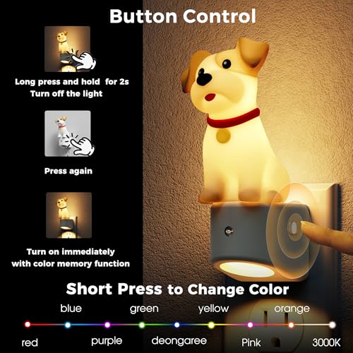 Image of L LOHAS LED Night Light for Kids,3D Cute Puppy Night Lights,Schnauzer with Dusk to Dawn Sensor, RGB+Soft White 3000K,Dog Night Light,Birthday Gift Nightlight for Kids, Room Decor,2Pack