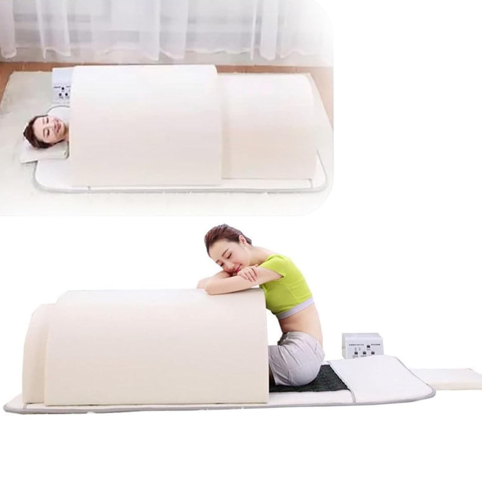 Sauna Personal Con Cúpula De Infrarrojos,Sauna Tumbado Cobertura 360 ​​grados,Sauna Seca Portátil Cuerpo Completo,Desintoxicación Con Calefacción,Circulación Y Piedras Terapéuticas,White