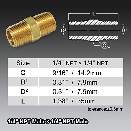 Boeray 4Pcs 1/4" Npt Male Thread To 1/4" Npt Male Thread Brass Pipe Hose Fitting Straight Hex Nipple Fast Coupler Adapter #TOP1