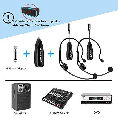 KIMAFUN Drahtloses Mikrofonsystem für 2 Personen, 2.4G Dual Wireless Headset und Lavalier Revers-Mikrofone Ideal für… - Image 6