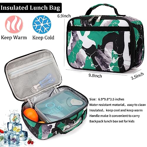 Image of Ladyzone Camo School Backpack Lunch Box Set Lightweight Schoolbag Travel Camp Outdoor Daypack