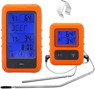 Digital Wireless Meat Thermometer,maxant Wireless Grill Thermometer with 2 waterproof probes,150 m Wireless Range Wireless Meat Thermometer for Kitchen Cooking BBQ Smoker