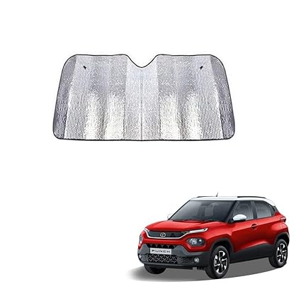 Car Windshield Silver Parking Foldable Sunshade for Heat Protection Useful on Front and Rear Windshield Glass Suitable for Tata Punch