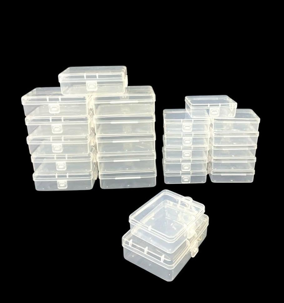 URBAA Plastic Storage Box Set, 24 Pieces, Clear Containers with Locking Lids and hook for hanging, 12 Small and 12 Extra Small For Jewellery, Beads, Pins etc.-image-47