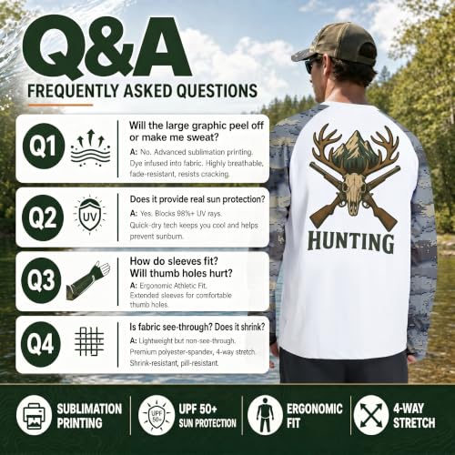 Riverruns Men's Camo Raglan Sleeve Graphic Shirt, UPF50+ Outdoor Top - image 8