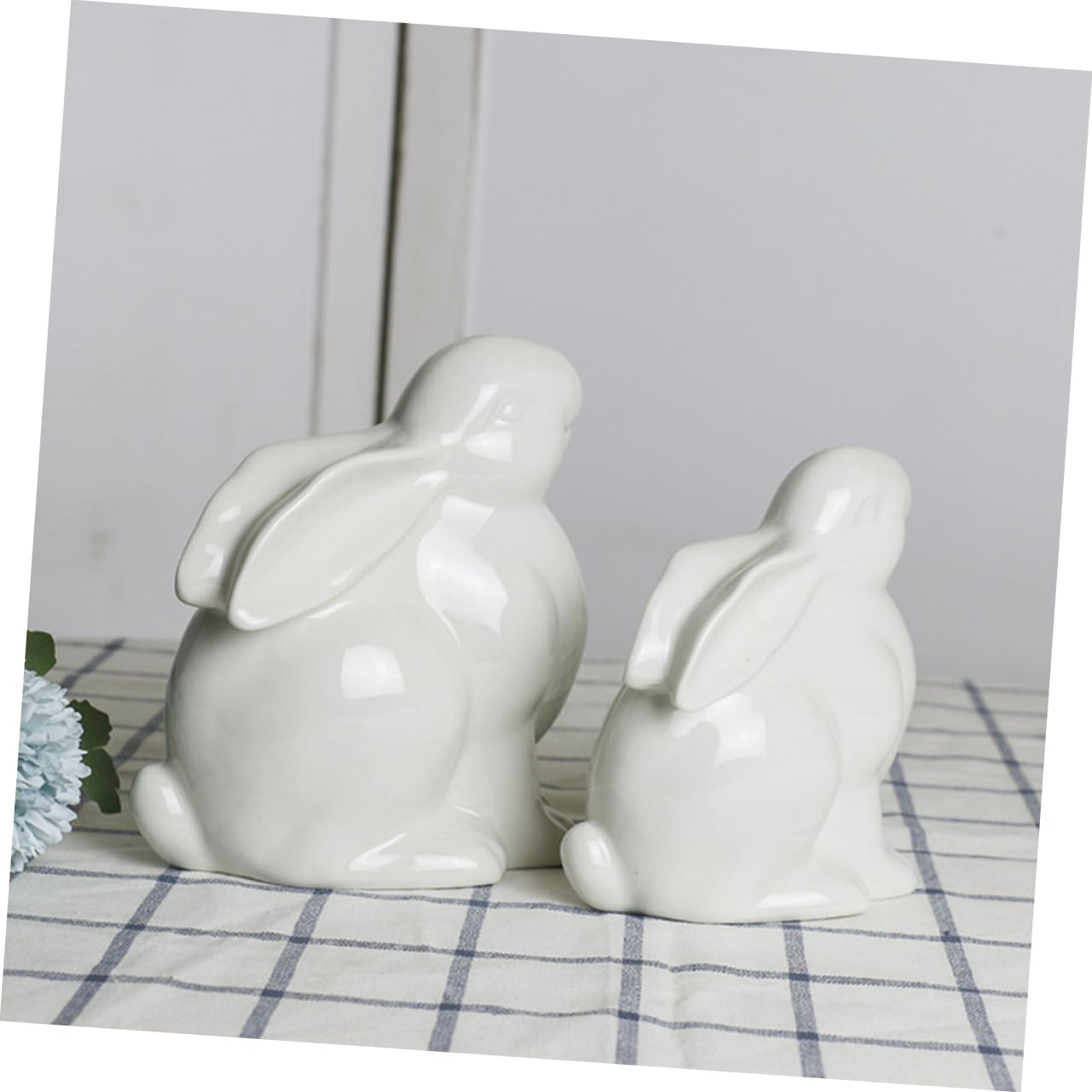 Amosfun Ceramic Rabbit Ornament 5.1X4.7X2.6 Inch Porcelain Bunny Decoration for Home Living Room Tv Cabinet Wine Shelf Decorative Crafts - Image 4