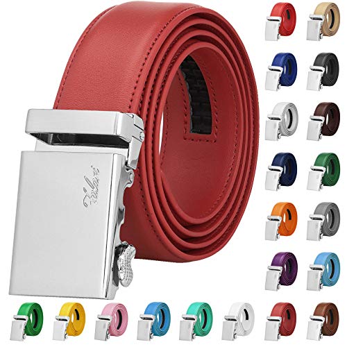 Image of Falari Men Unisex Genuine Leather Ratchet Dress and Casual Belt, Automatic Sliding Buckle, Trim to Fit