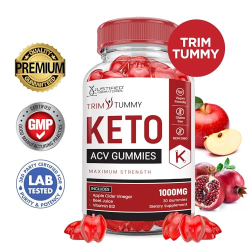 (2 Pack) Trim Tummy Keto ACV Gummies Advanced Formula 1000MG Trim Tummy Keto Gummies Apple Cider Vinegar Formulated with Pomegranate Beet Juice Powder B12 Vegan Non GMO 120 Gummys - Thumbnail 2
