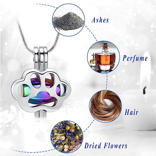 QGJNSGC Pet Cremation Jewelry for Ashes for Dog Cat Paw Print Memorial Locket Urn Necklace with Mini Case Keepsake Cremation Jewelry for Women/Men - Image 3