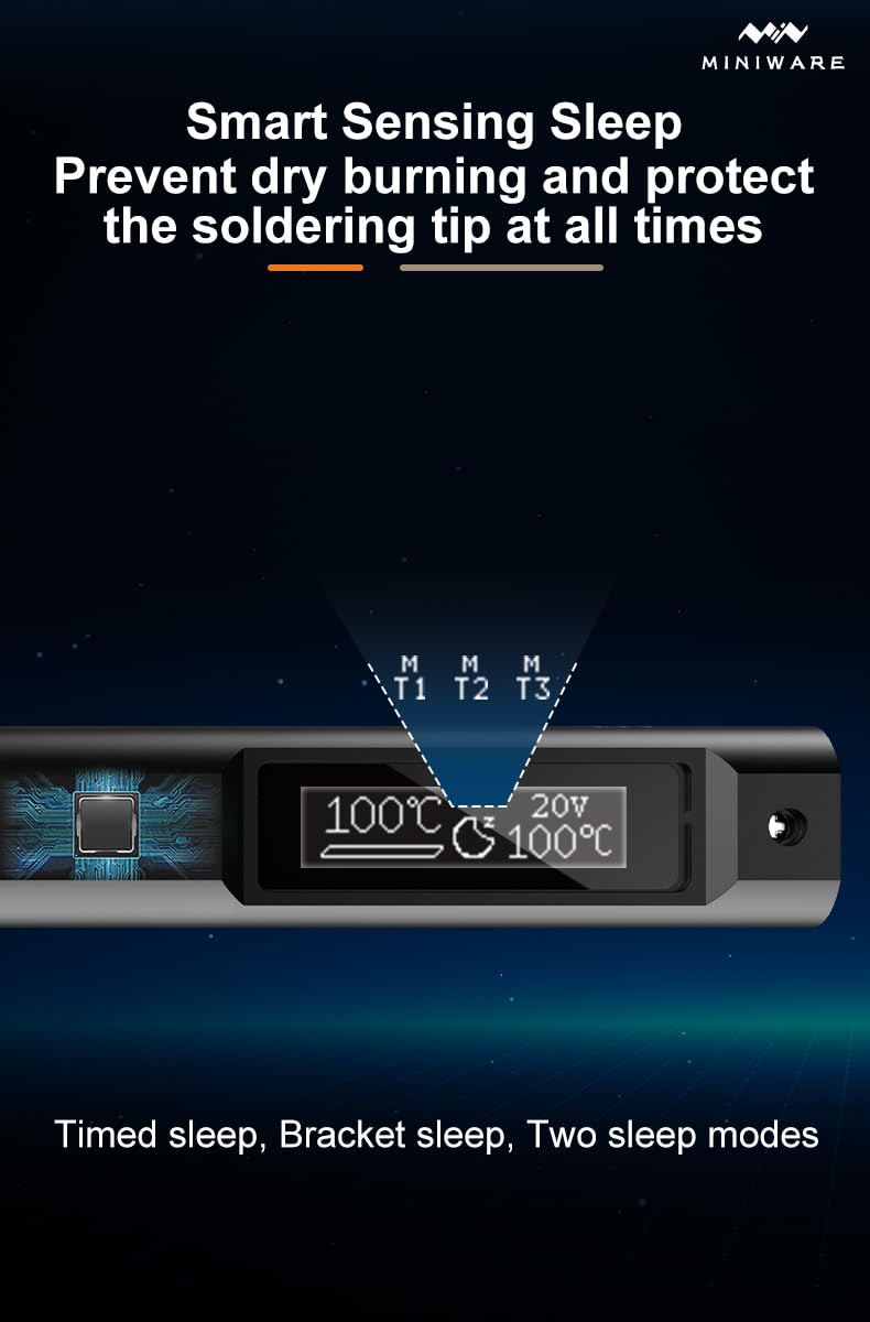 TOOLSAGE Kit de soldador TS21, iluminación frontal, soldadura de fusión en 3 segundos, calentamiento rápido, pistola de soldadura DC9-24V Max 100W con temperatura ajustable de 100-450 ℃, compatible
