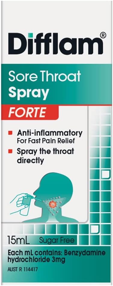 Difflam Forte Throat Spray 15ml (0.3%), 0.5 Fl Oz (Pack of 1)