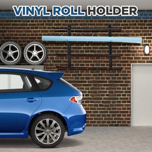 Image of 4 Roll Adjustable Storage Rack Vinyl Roll Holder Metal Vinyl Holder Wall Mount for Car Wrap Material Transfer Paper Tape Wallpaper Garage Workshop, Rollers Not Included