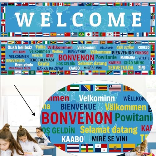 2 Bannières Welcome Internationales - Décoration Multilingue Pour Fêtes Et Événements Mondiaux