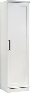 Sauder HomePlus Narrow Pantry Storage Cabinet Slim Single Door with Adjustable Shelves, Kitchen Laundry Bathroom Storage Cabinet, in Soft White