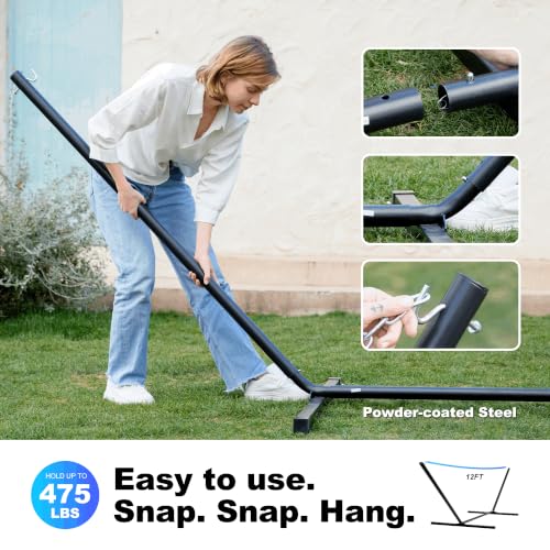 Image of GAFETE 2 Person Hammock with Stand for Outside, Heavy Duty Steel Stand