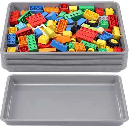Maitys 15 Pack Plastic Art Trays 12 x 16 Inch Sensory Trays, Gray