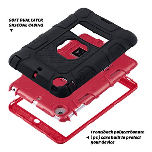 Ulak Ipad Mini Case, Ipad Mini 2 Case, Ipad Mini 3 Case, Ipad Mini Retina Case, Three Layer Heavy Duty Shockproof Protective Case For Ipad Mini, Ipad Mini 2, Ipad Mini 3 With Kickstand (Red/Black) #TOP6
