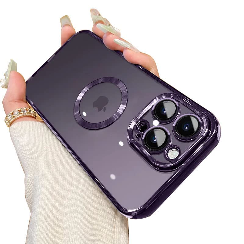 mobistyle iPhone 14 Pro Cover,Luxury Electroplating TPU Logo Cut Case, Individual Camera Protection for Each Lens Back Cover for iPhone 14 Pro (Dark Purple)- Best and cheap mobile covers in India