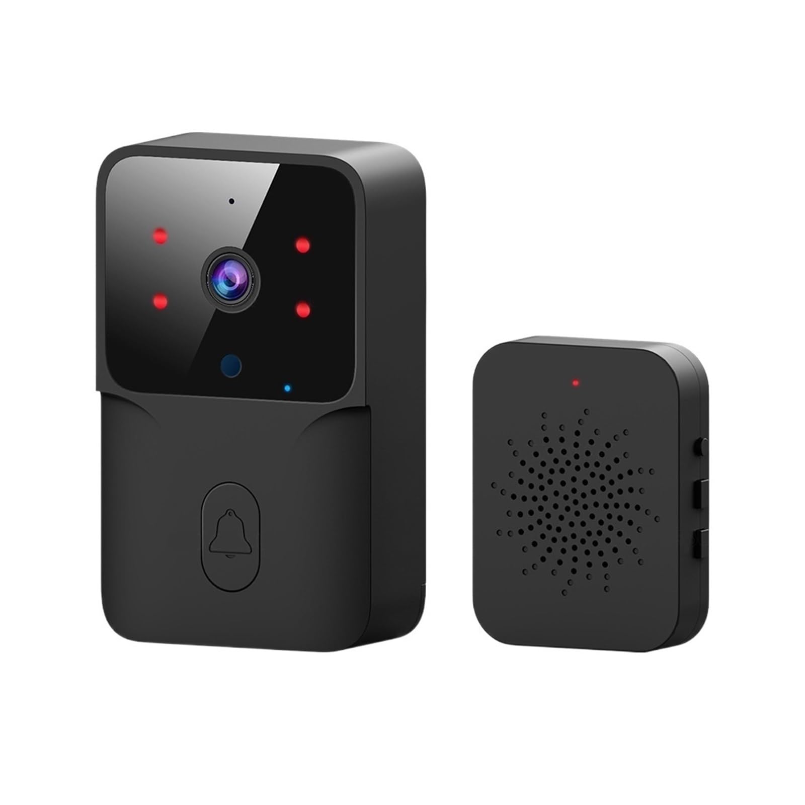Sonnette Vidéo Intelligente WiFi Maison Intelligente sans Fil Téléphone Sonnette Caméra Sécurité Interphone Vidéo HD IR Vision Nocturne for Appartement(Color:ML1T-B)