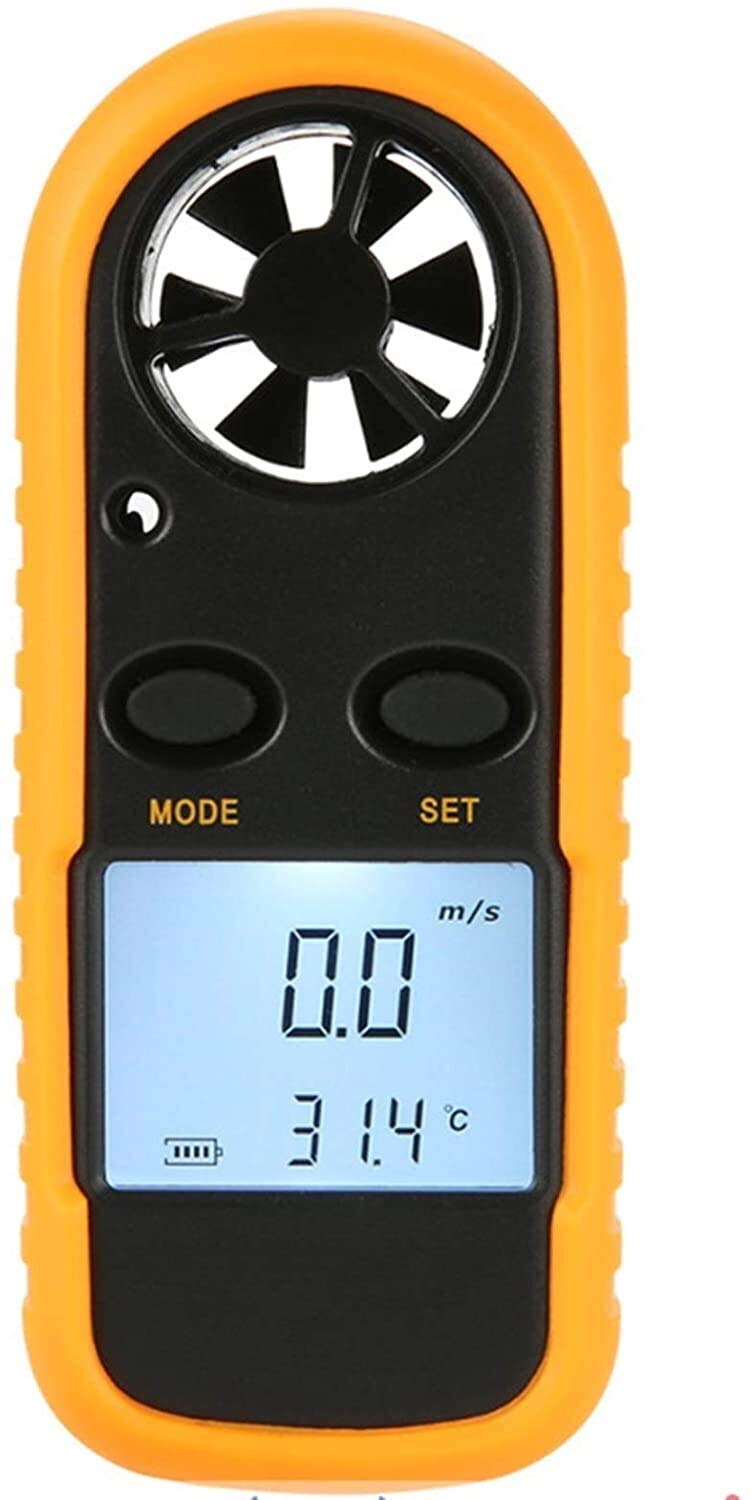 JJJ Misuratore di velocità del Vento Portatile Portatile, misuratore del Vento velocità del Vento/misurazione della Temperatura del Vento, Display a Bassa Tensione, con retroilluminazione LCD