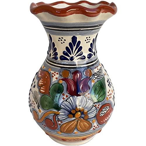 Fine Crafts Imports TalaMex Handmade Calpan Mexican Colors Talavera Flower Vase
