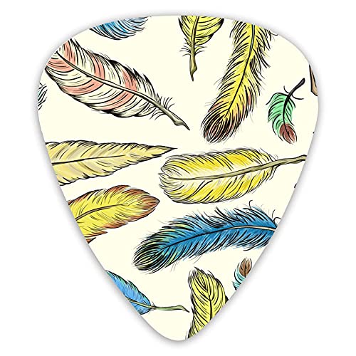 Pics de guitare modèle sans couture avec plumes Pics de guitare 12 paquets – Variété de médiators de guitare Plectres - Les Beatles, Paul McCartney, John Lennon, RIngo Starr, George Harrison Pics de guitare modèle sans couture avec plumes Pics de guitare 12 paquets - Variété de médiators de guitare Plectres