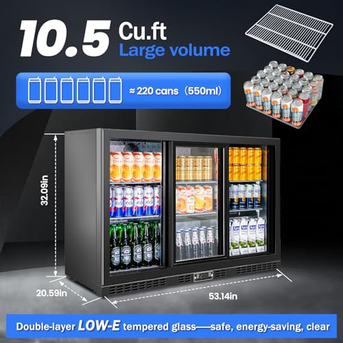 Image of 10.5 Cu.Ft Back Bar Cooler, 3 Sliding Glass Doors, ETL
