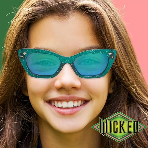 Wicked Sunglasses for Kids | Officially Licensed Elphaba Dark Green Glitter Shades | UV 400 | One Size Fits Most Kids4