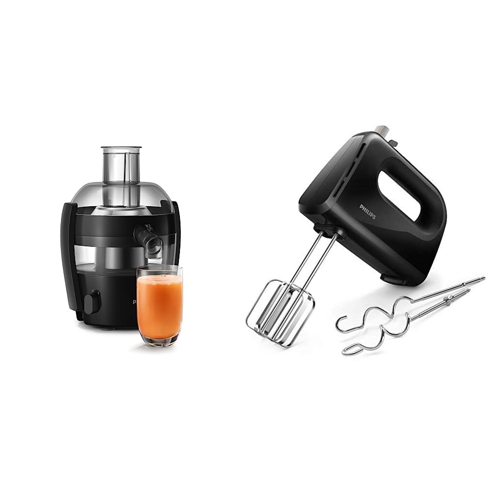 Philips Viva Collection HR1832/00 1.5-Litre400-Watt Juicer (Ink Black) & Philips HR3705/10 300 Watt Lightweight Hand Mixer, Blender with 5 speed control settings, accessories and 2 years warranty-picture-26