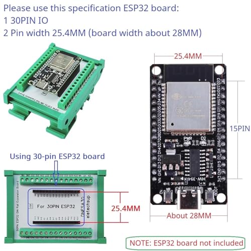Boîtier rail DIN35 avec adaptateur de bornier à vis 3.96 pour ESP32