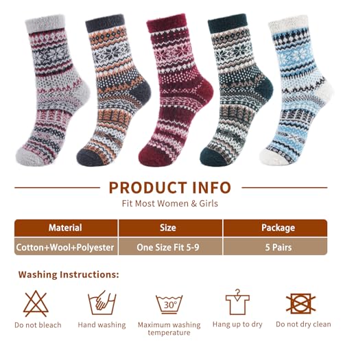 Image of ICEIVY Socks Women, Soft Knit Wool Winter Thick Warm Cabin Fuzzy Crew Women Socks 5 Pack