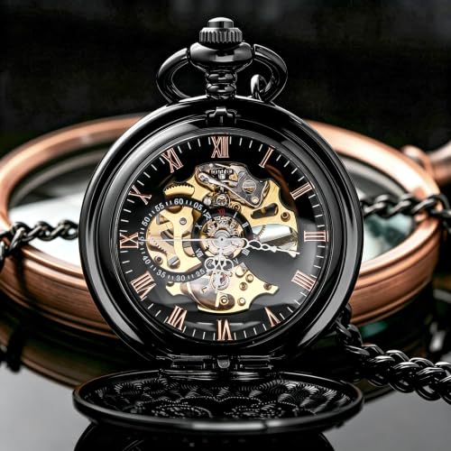 Image of Pocket Watch Vintage Mechanical Pocket Watches with Chain Christmas Graduation Birthday Gifts Father's Day
